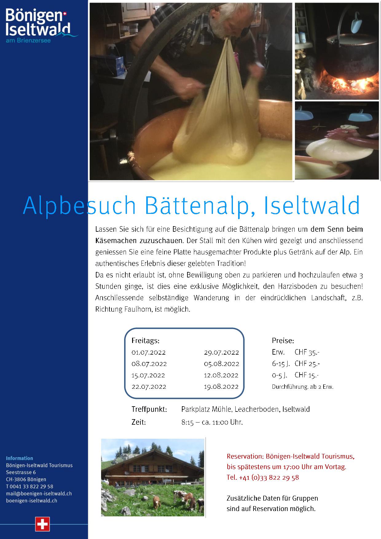 Plakat Deutsch Alpbesuch Bättenalp 2022